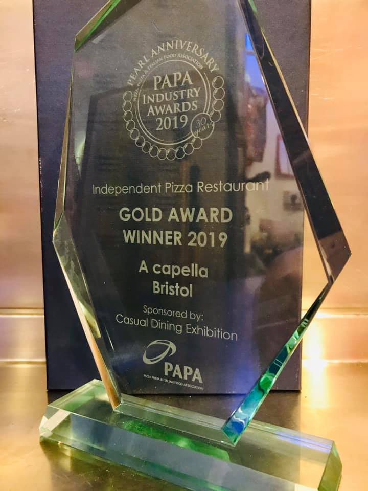 PAPA industry award — A cappella pizzeria